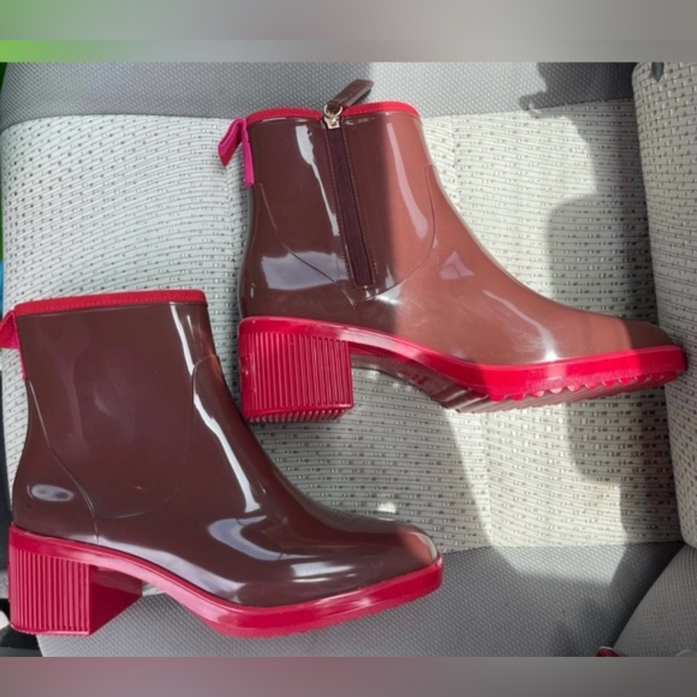 NIB Kate spade puddle jumpers Stylish Brown and Red Ankle Boots women 11 - Picture 5 of 8